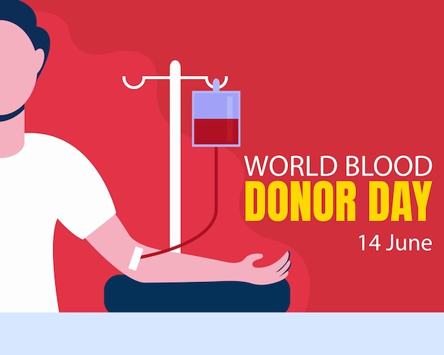 Vector illustration vector graphic of a man sits and donates his blood perfect for international day