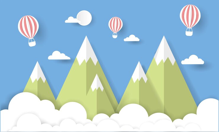 Vector illustration vector graphic mountain traveler paper cut style