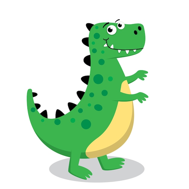 벡터 인사말 카드 등에 완벽한 귀여운 녹색 공룡의 그림 벡터 그래픽