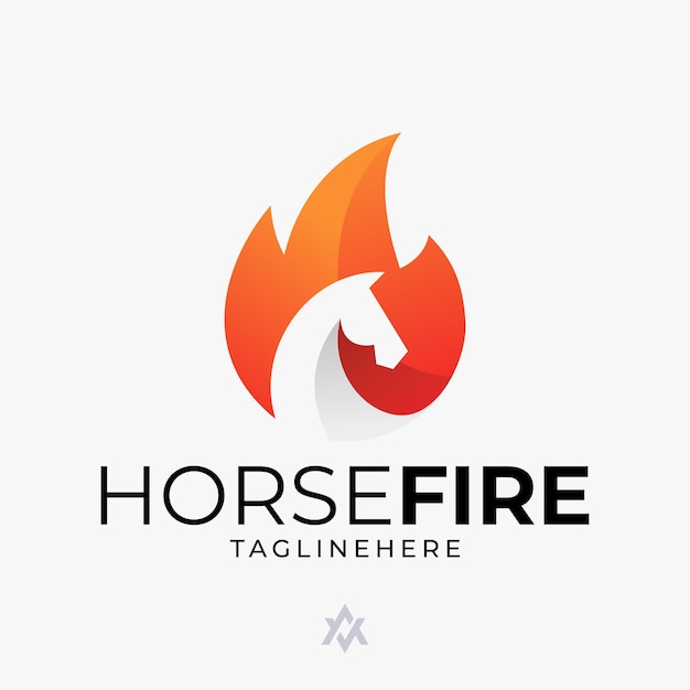 馬の火の二重の意味のロゴのテンプレートのイラストベクトルグラフィック