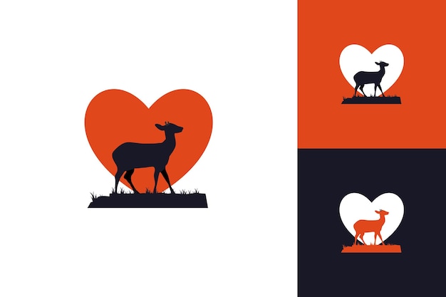 愛の鹿のロゴのイラストベクトルグラフィックアニマルシェルターに使用するのに最適