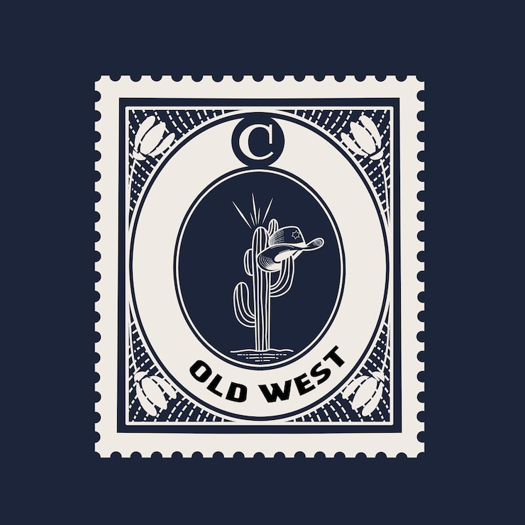 Vector illustration vector graphic of old westernvintage stamp design