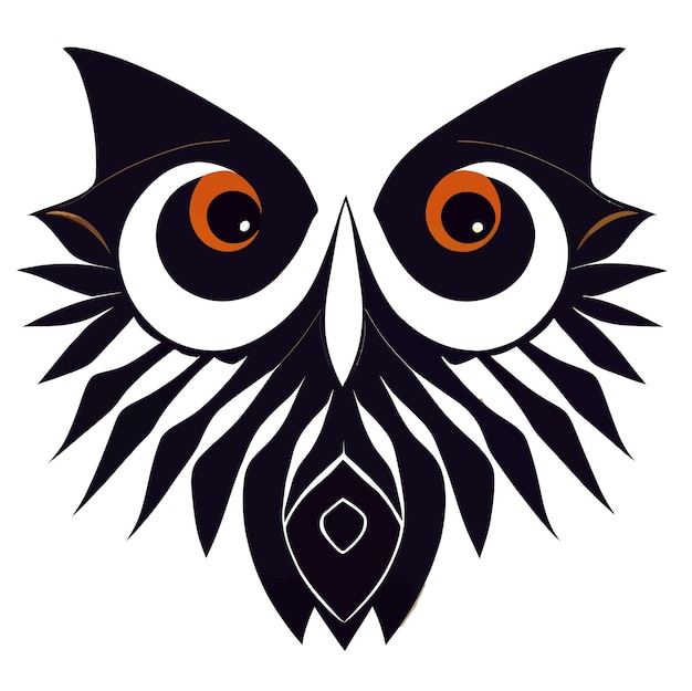 Vector illustration vector graphic of owl head in hand draw tribal style