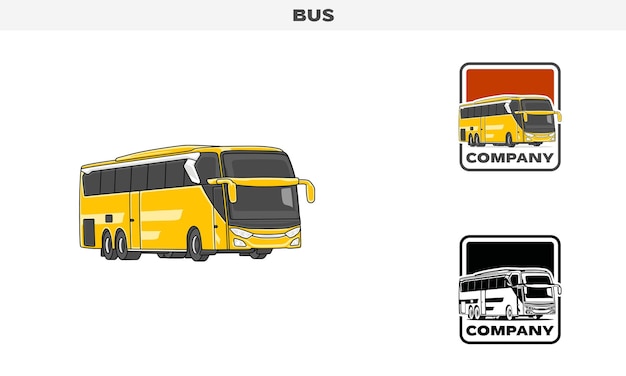 Vettore illustrazione grafica vettoriale di autobus pubblici colorato e variazione di colore bianco e nero logo badge template vector