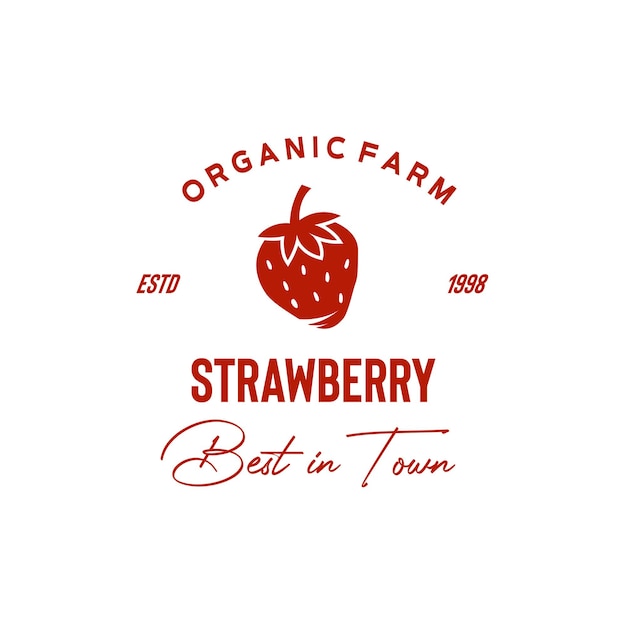 Vector illustration vector graphic of red strawberry vintage logo good for fresh organic fruit product