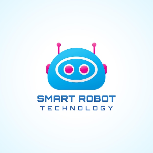 Illustration Vector Graphic of Robot Head with Antenna Smart Robot Technology Logo Design Template