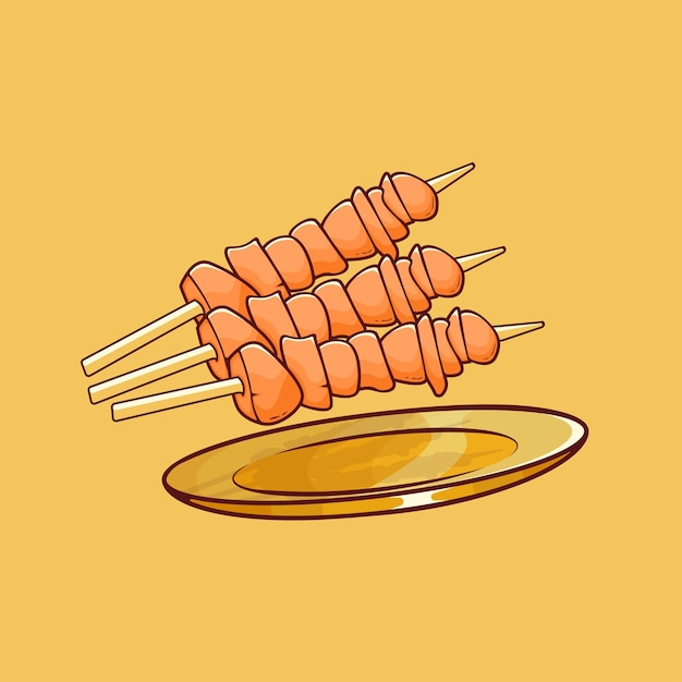 Vector illustration vector graphic of satay, indonesian cuisine