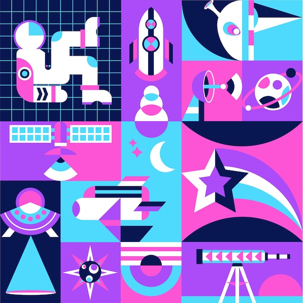 illustration vector graphic set of outer space