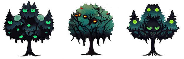 illustration vector graphic of spooky tree isolated on white perfect for Halloween poster or edit