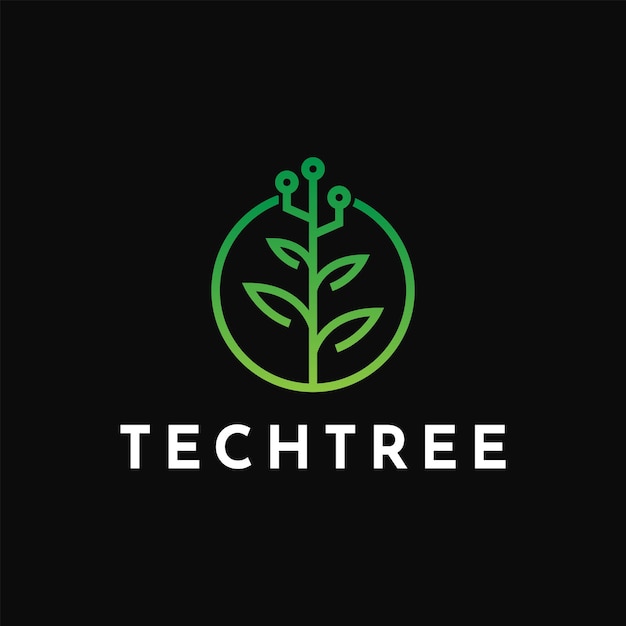 Illustration Vector Graphic Tech Tree Circle Minimalist Logo Design Idea