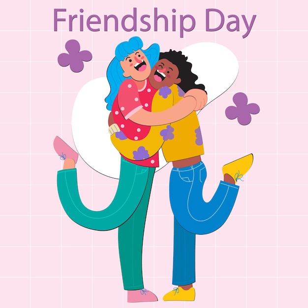 Vector illustration vector graphic of two women hugging friendship day celebration