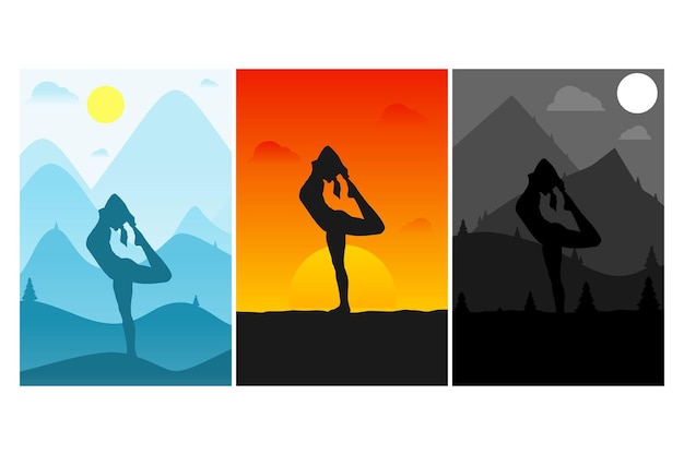 Illustrazione grafica vettoriale di yoga silhouette. perfetto da utilizzare per lo sfondo di yoga studio