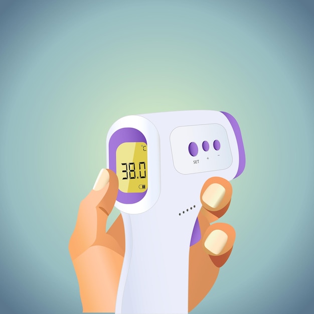 Illustration vector hand holding an electronic thermometer