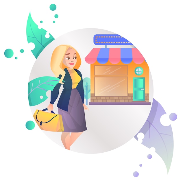 Illustration vector icons shopping women