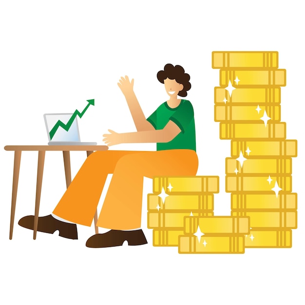 Illustration vector image set of growth financial to be rich with investment