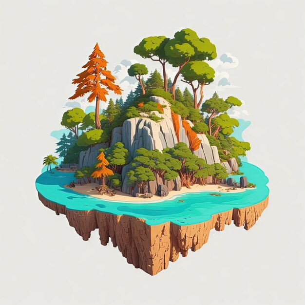 Vector illustration vector island with tree sea