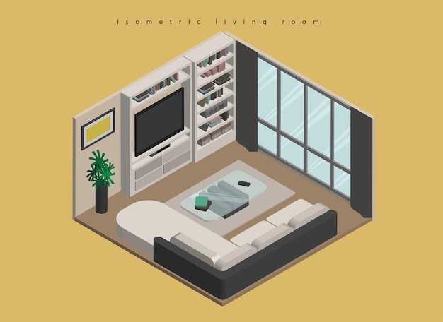 Vector illustration vector of isometric living room