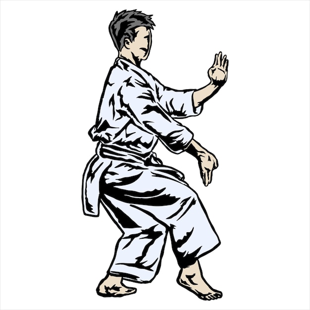 Vector illustration vector karate technique pose logo icon full color
