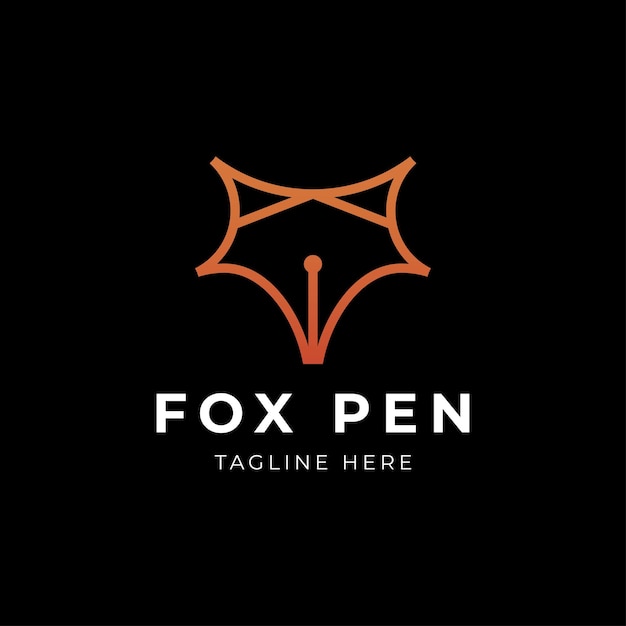 Illustration vector logo template of fox pen