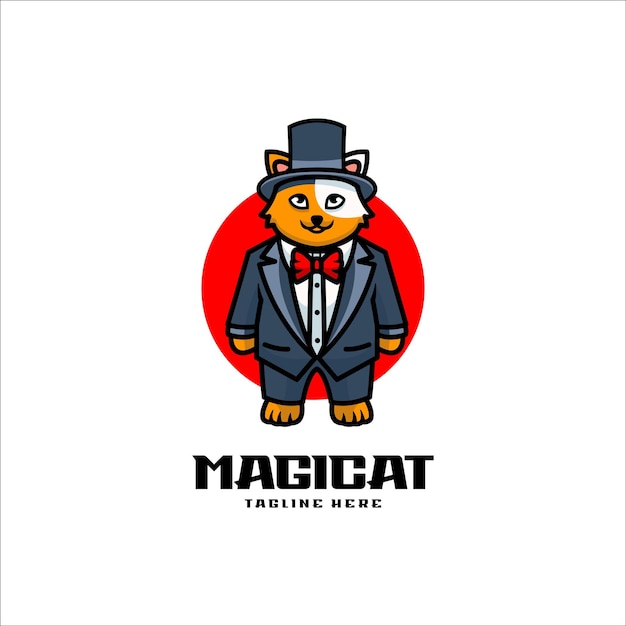 Vettore illustrazione vector magic cat mascot cartoon logo style