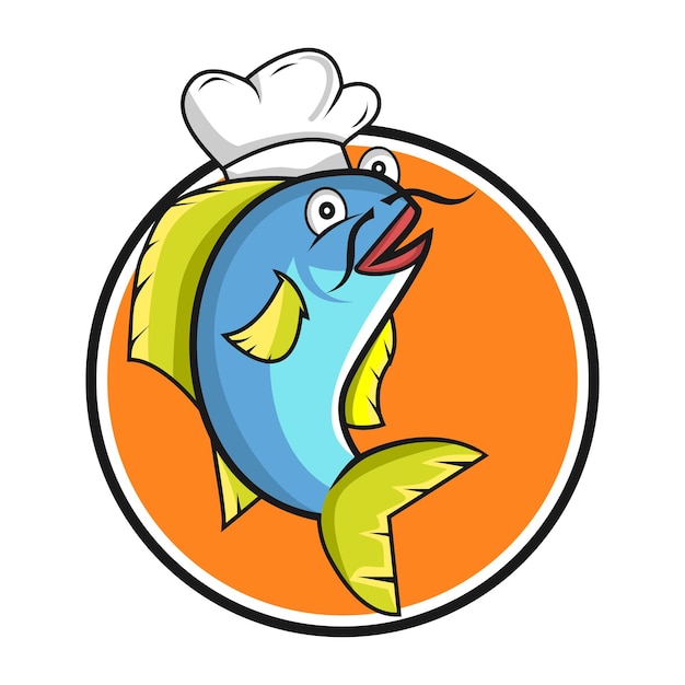 Vector illustration vector mascot of fish as chef good for restaurant logo design template