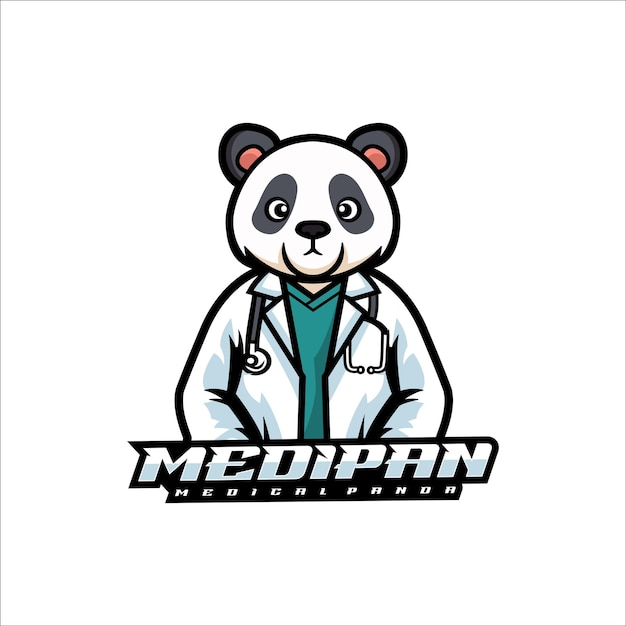 Vettore illustrazione vector medical panda mascot in stile cartone animato