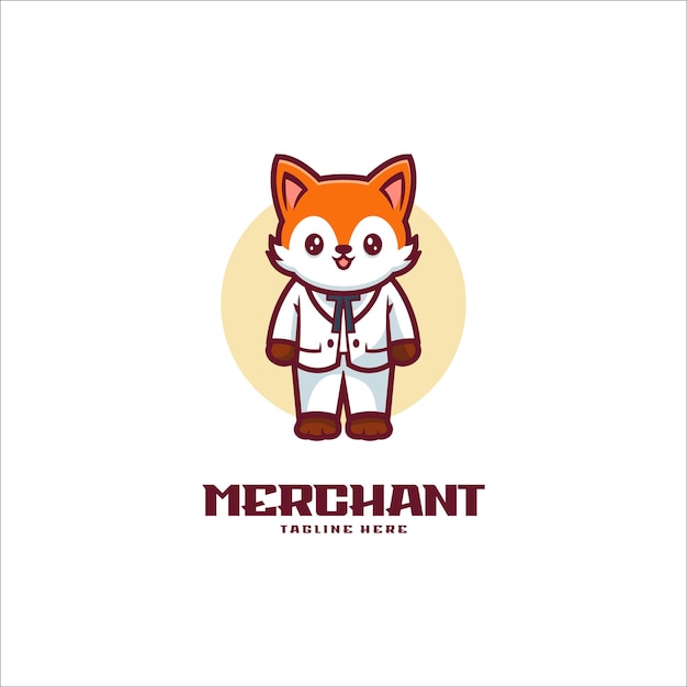 Vettore illustrazione vector merchant fox mascot cartoon logo style