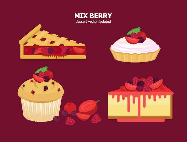 illustration vector of mix berry dessert