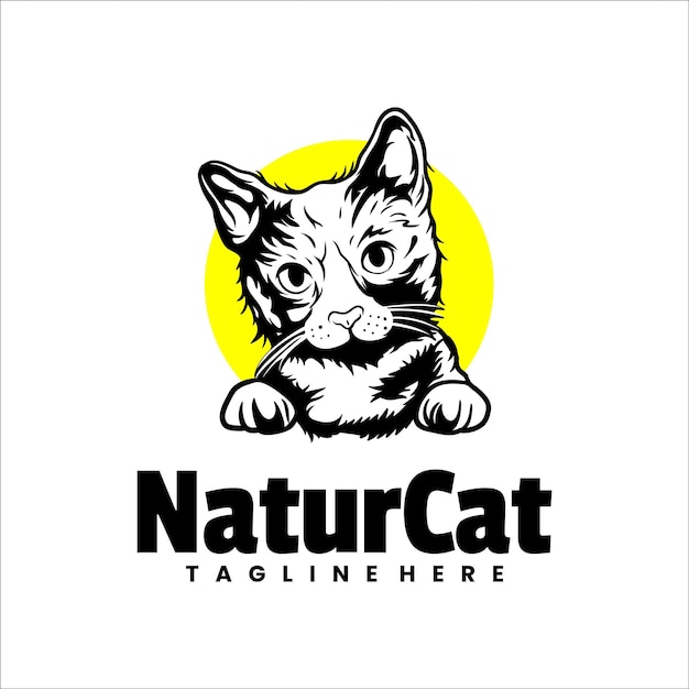 Vettore illustrazione vettoriale nature cat line art logo design