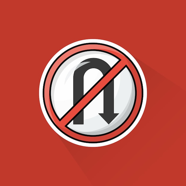 Illustration vector of no uturn sign in flat design