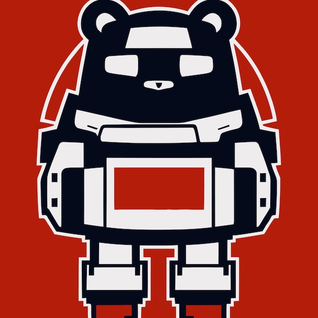 ベクトル ロボットクマが宇宙服を着て赤青白の色を分離したベクトルイラスト