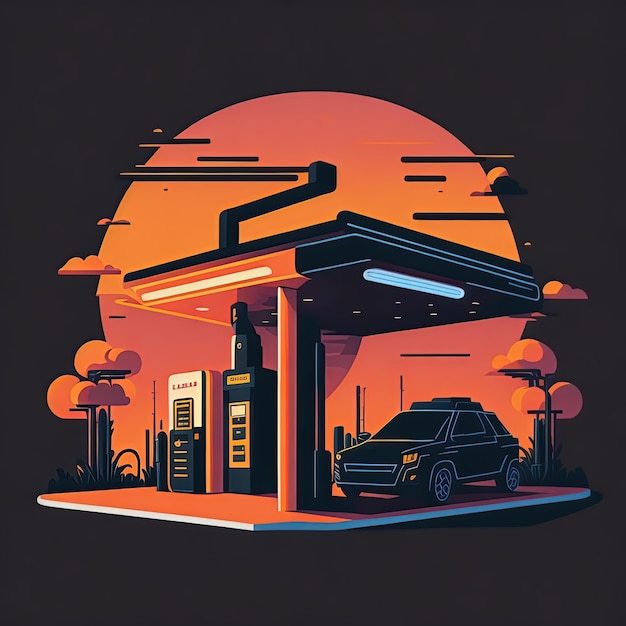 Vector illustration vector oil and gas station