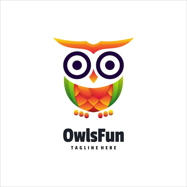 Vettore illustrazione vector owl fun gradient stile colorato