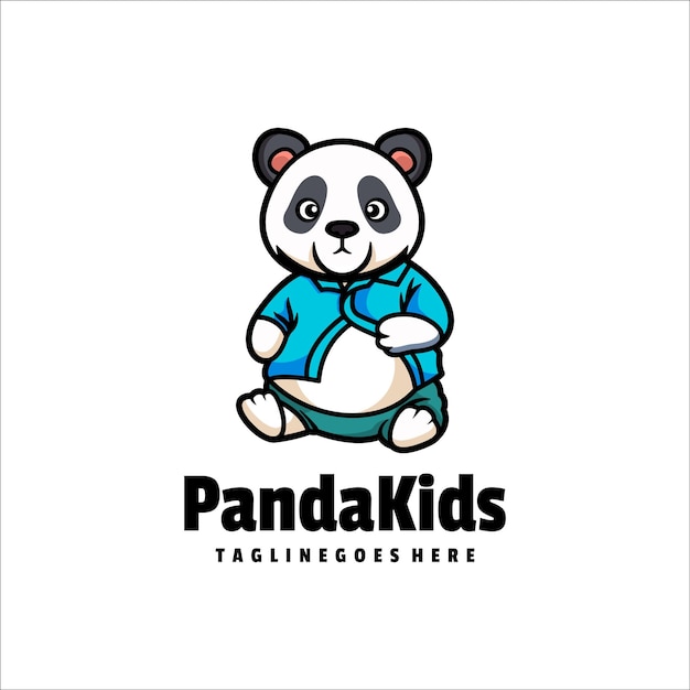 Vettore illustrazione vector panda kids mascot in stile cartone animato