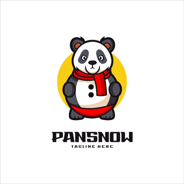 Vettore illustrazione vector panda snow mascot stile del logo dei cartoni animati