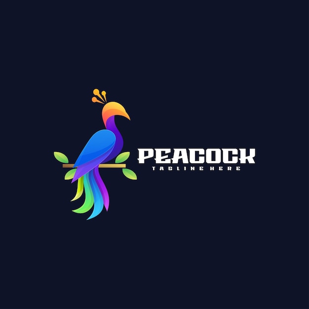 Illustration Vector Peacock Gradient Colorful Style
