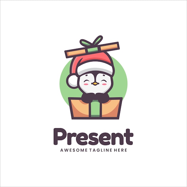 Illustration Vector Present Christmas Mascot Cartoon Style