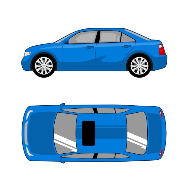 Vector illustration vector sedan car view top and side