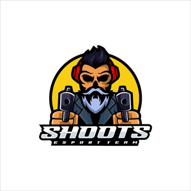 Illustration Vector Shoots Gun Mascot Cartoon Logo Style