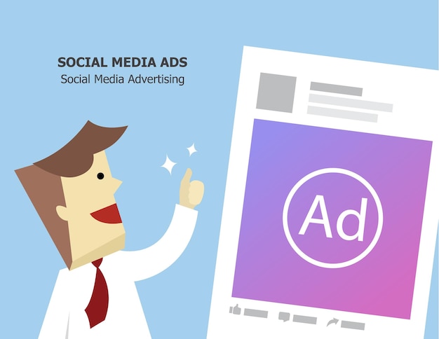 illustration vector social media marketing with advertising