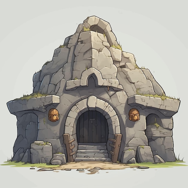 illustration vector stone entrance background wall cave ancient rock design old architecture dark