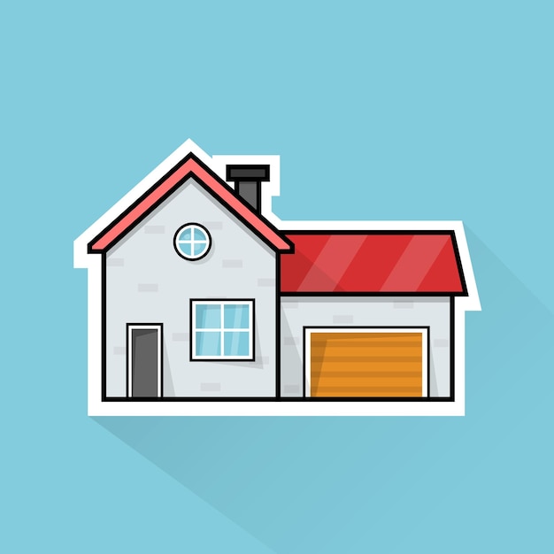 Illustration Vector of Suburban House in Flat Design