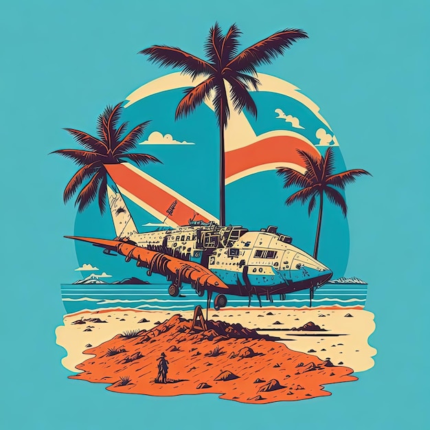 Иллюстрация векторная футболка армейский военный остров гора красочный дизайн