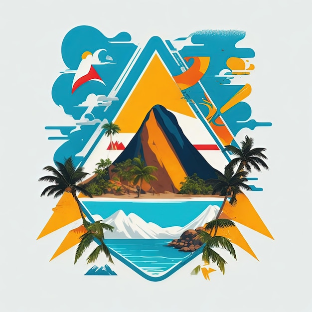 Illustration vector t shirt island mobile mountain colorful design