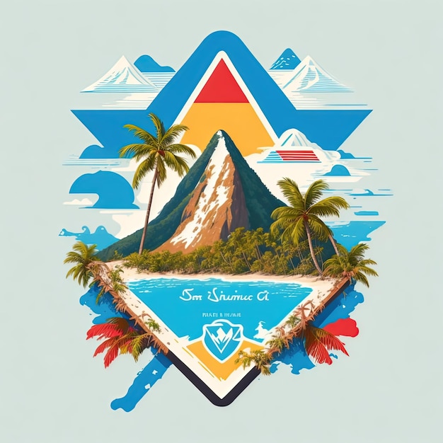 Illustration vector t shirt island mobile mountain colorful design