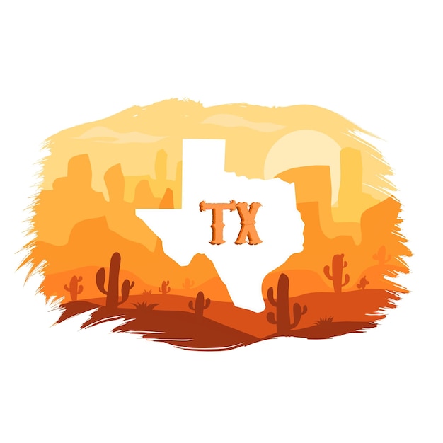 illustration vector of texas desert scenery perfect for printetc