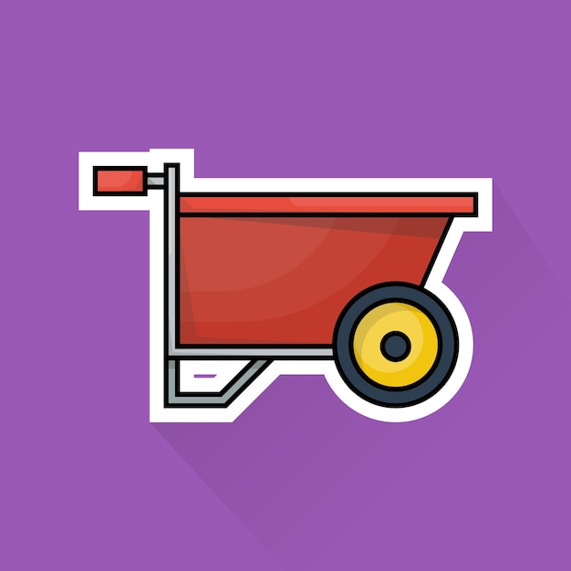 Illustration vector of wheelbarrow in flat design