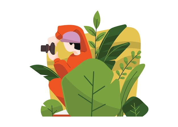 Vector illustration vector wildlife photographers flat style