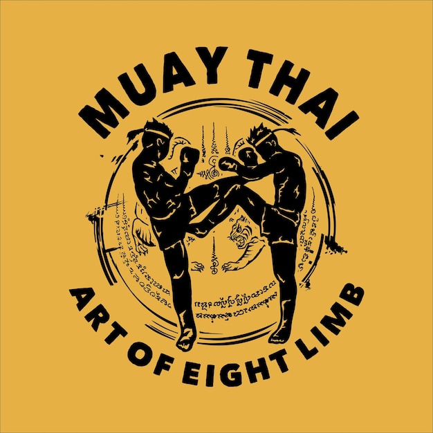 일러스트레이션 터 Muay Thai 로고 포스터 티셔츠 디자인