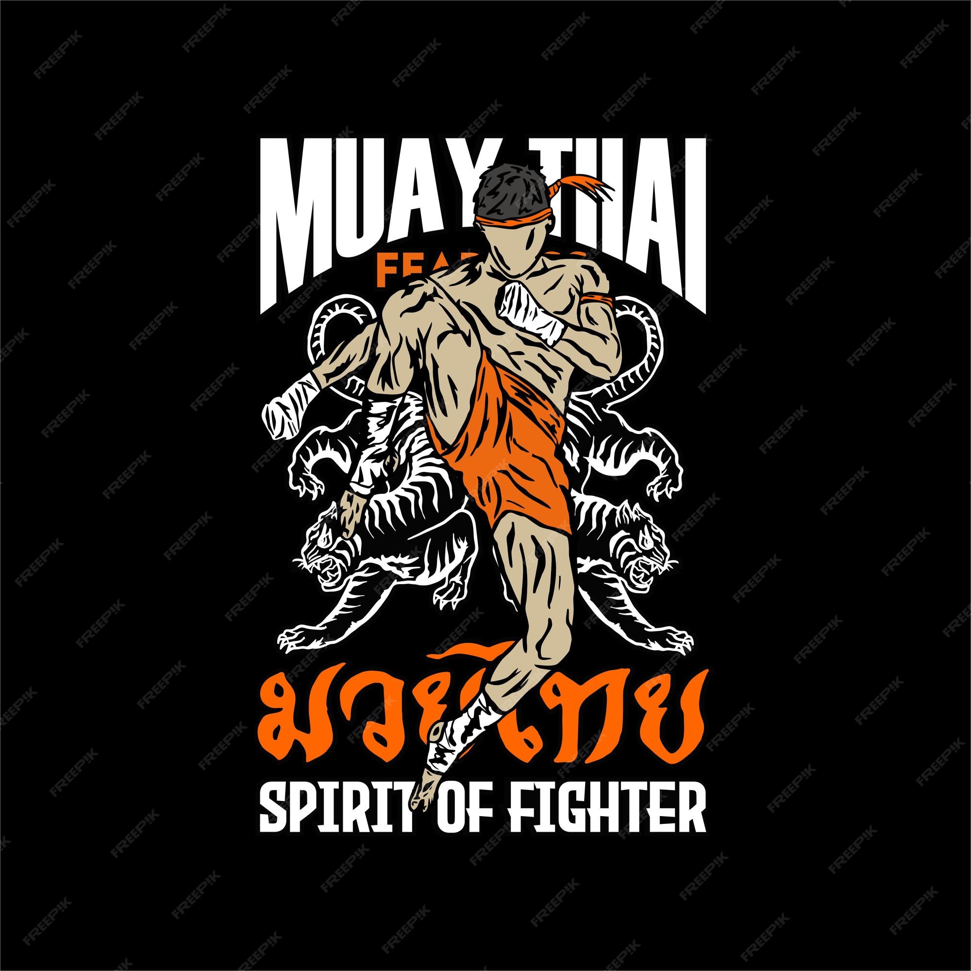 FIGHTER MUAY THAI Streetwear tshirt design Stock Vector